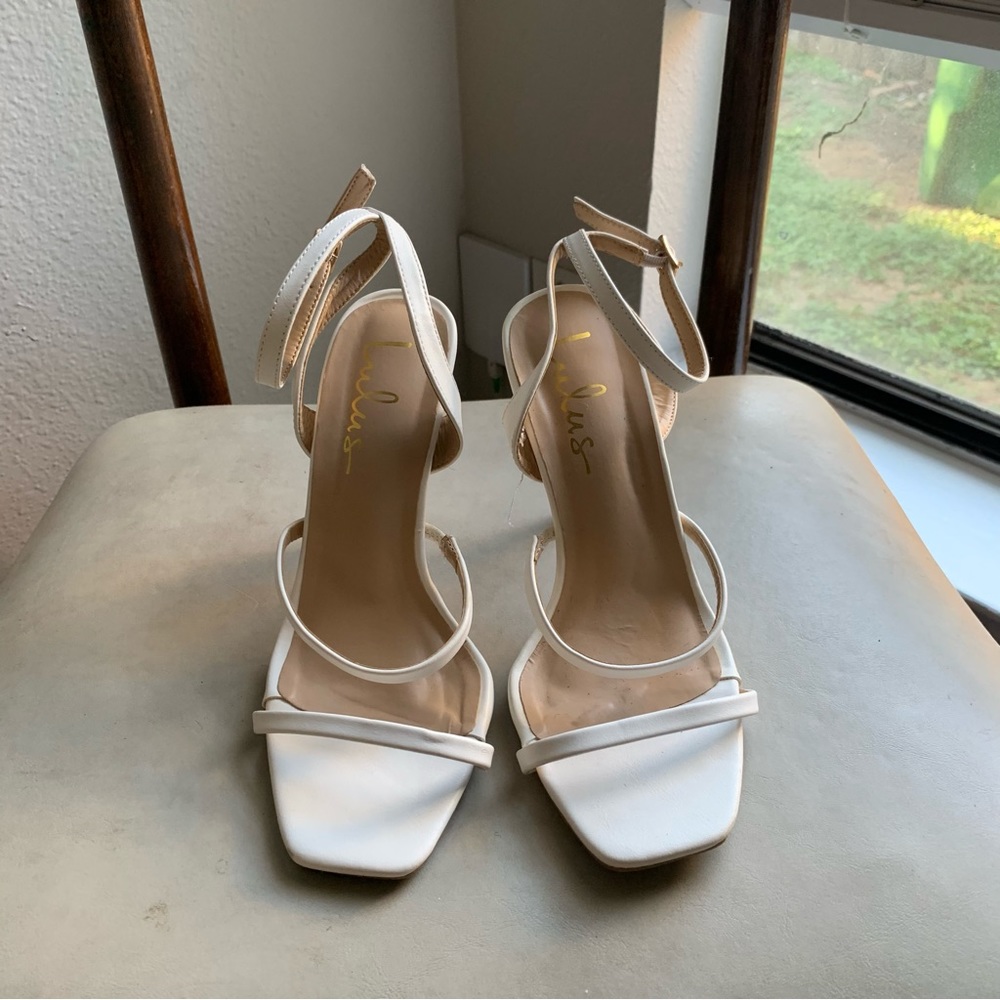 Lulus white strappy heels